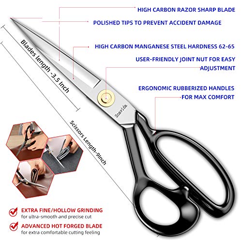 Fabric Scissors Tailor Sewing Shears - 9 Inch Heady Duty Scissors for  Fabric Cutting Professional Ultra Sharp Cloth Tailor Scissors Multipurpose  Utility Dressmaker Leather Titanium Scissors (9Inch)